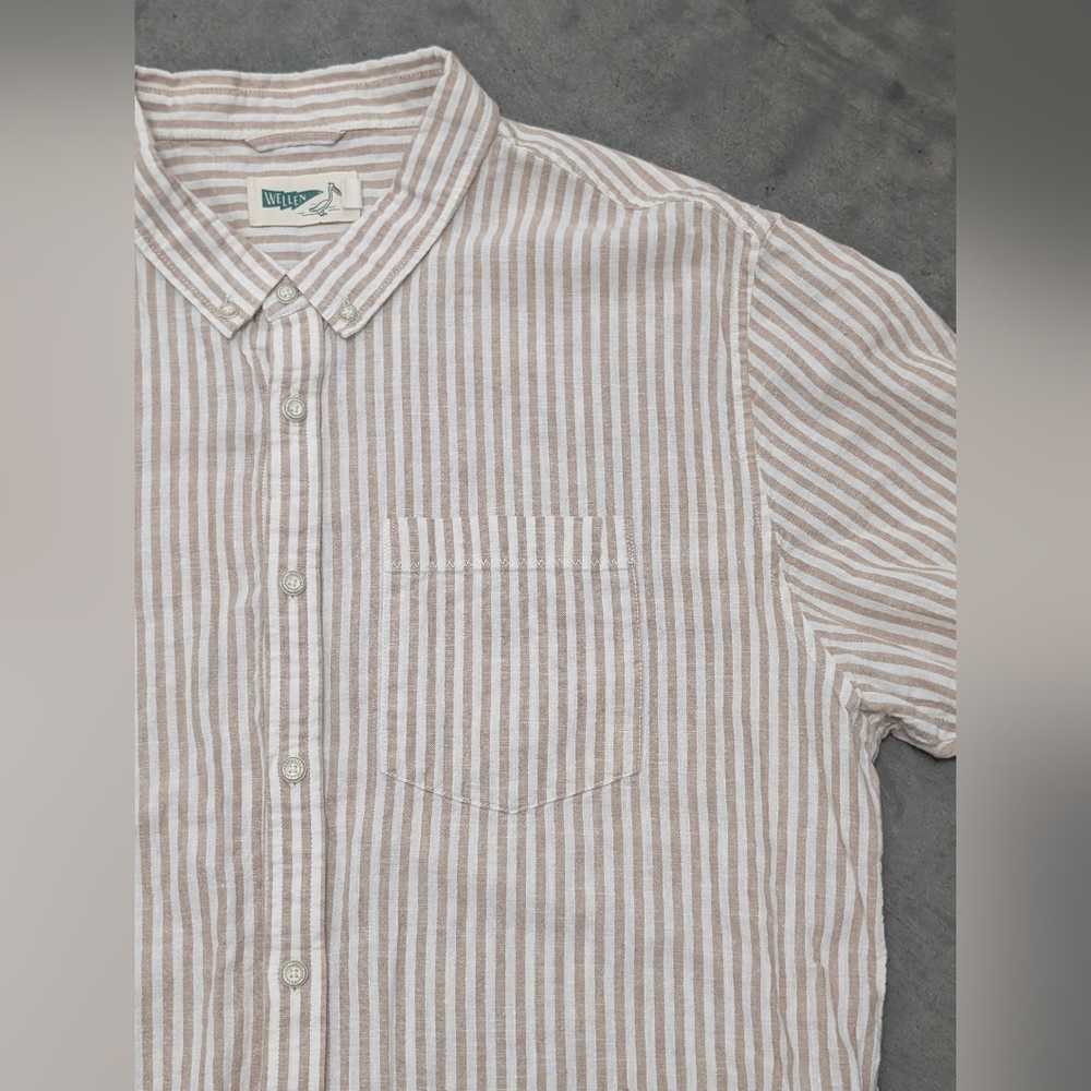 Wellen Striped Beige and White Boy's Shirt, X-Large